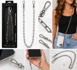 Hello Lux Phone Crossbody Chain – Silver-Tone – 51.2